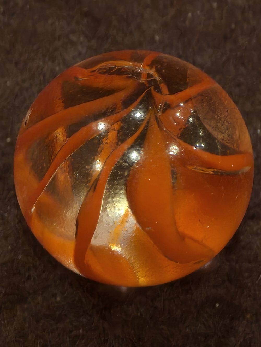 Red-Orange Glass Swirl Marbles Lot Of 5 - Picture 4 of 6